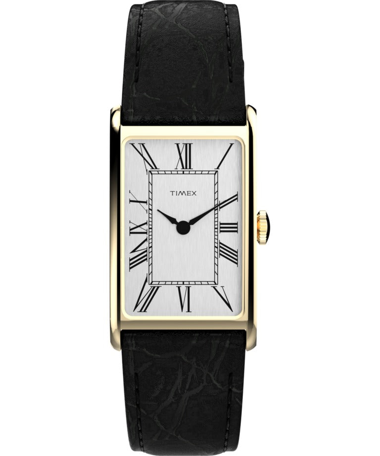Timex Ladies Watch with Silver Dial and Black Strap TW2Y56200