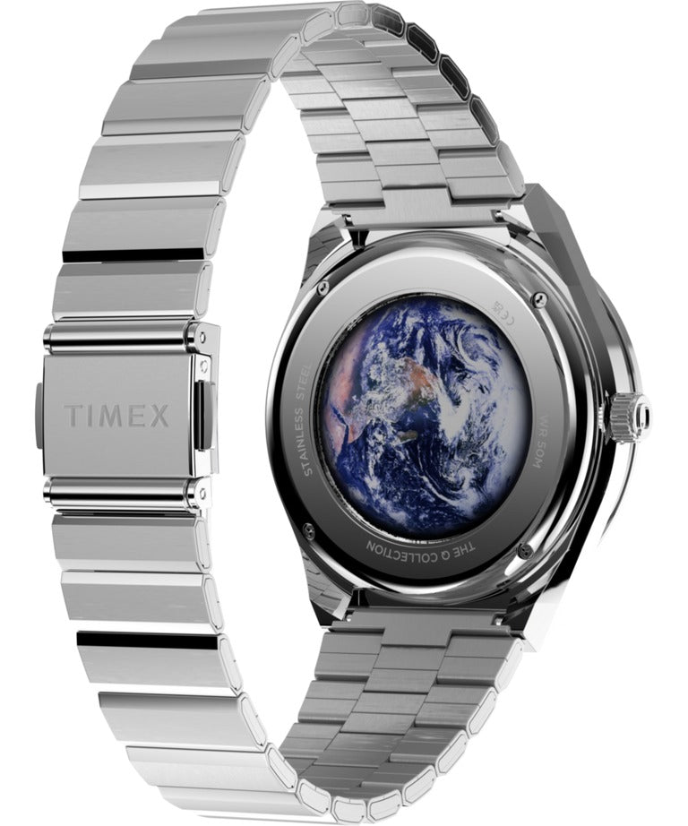 Timex Nasa Mens Watch with Black Dial and Silver Strap TW2Y56700