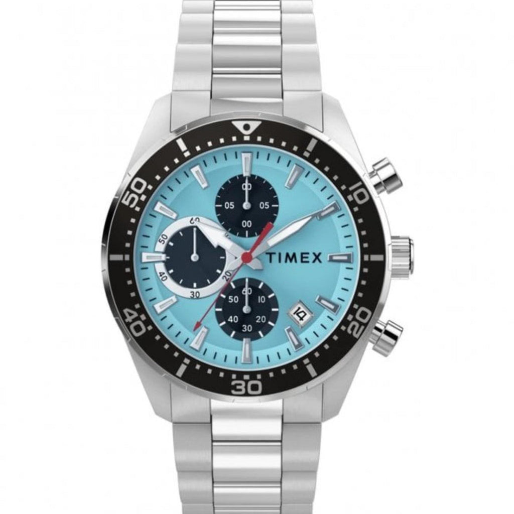 Timex Mens Chronograph Watch with Blue Dial and Silver Bracelet TW2Y62200