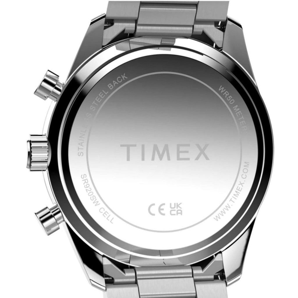 Timex Mens Chronograph Watch with Blue Dial and Silver Bracelet TW2Y62200