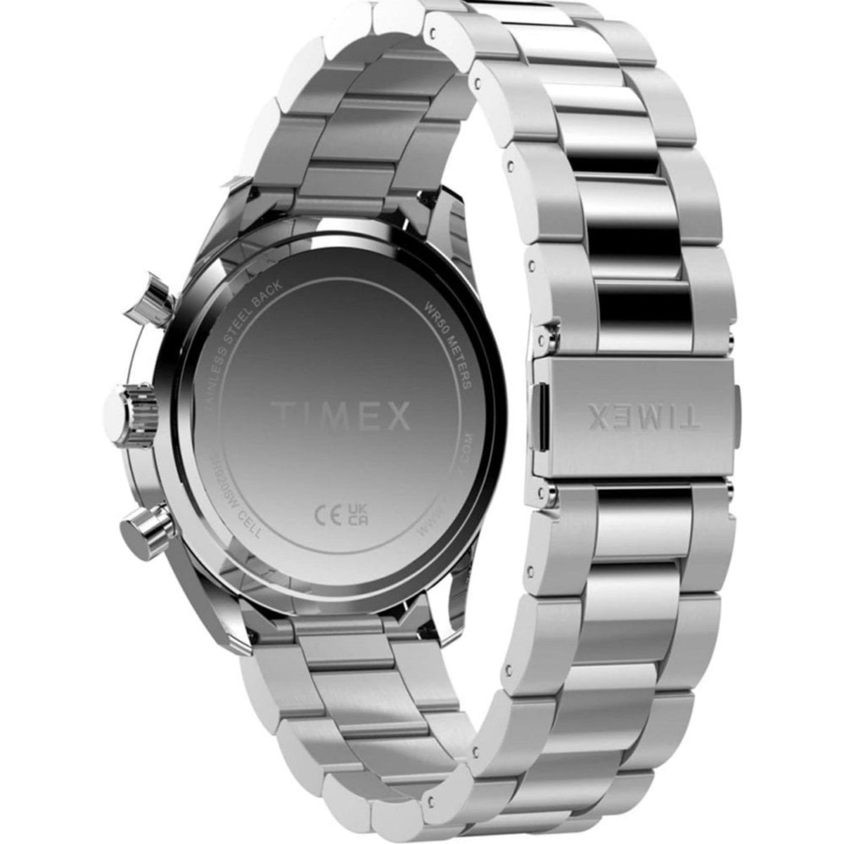 Timex Mens Chronograph Watch with Blue Dial and Silver Bracelet TW2Y62200