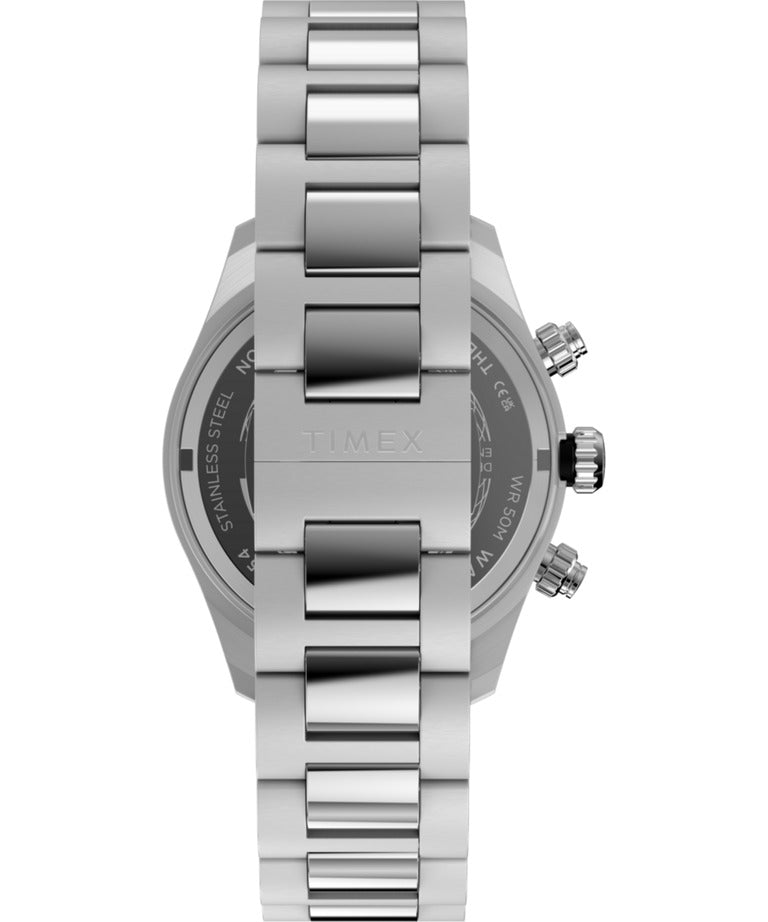 Timex Mens Chronograph Watch with Blue Dial and Silver Bracelet TW2Y70500