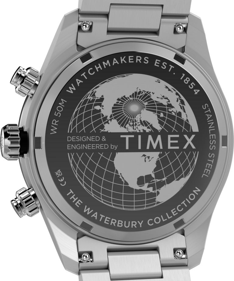 Timex Mens Chronograph Watch with Blue Dial and Silver Bracelet TW2Y70500