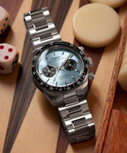 Timex Mens Chronograph Watch with Blue Dial and Silver Bracelet TW2Y70500