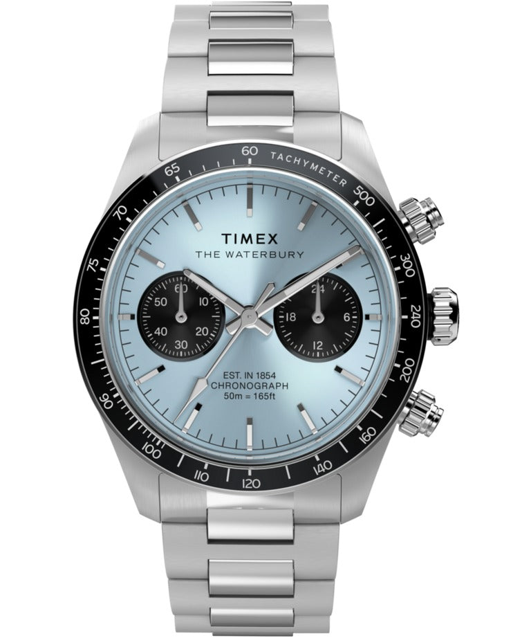 Timex Mens Chronograph Watch with Blue Dial and Silver Bracelet TW2Y70500