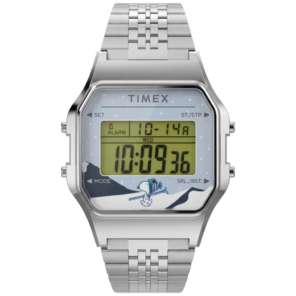Timex Peanuts Unisex Digital Watch with Silver Strap TW2Y76700