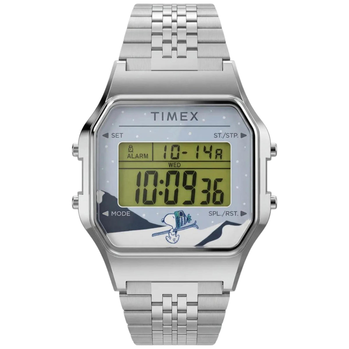 Timex Peanuts Unisex Digital Watch with Silver Strap TW2Y76700