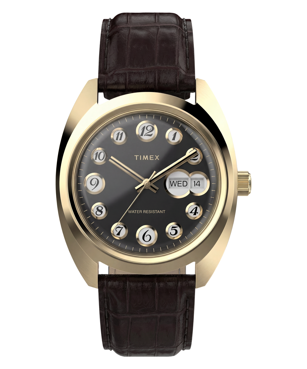 Timex Lab Mens Watch with Black Dial and Brown Strap TW2Y82100