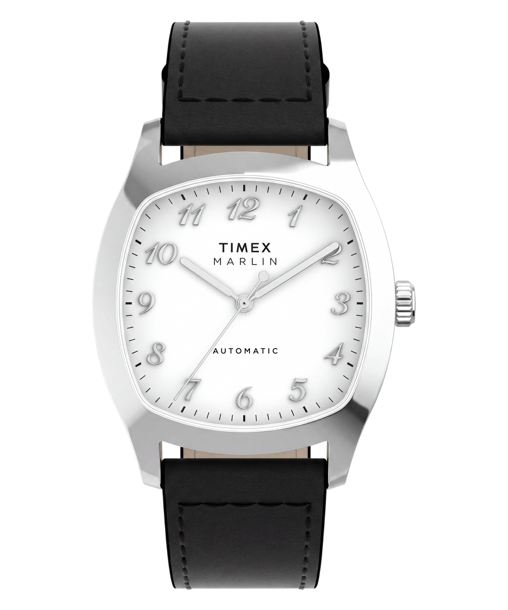 Timex Marlin Men's Automatic Watch with Silver Dial and Black Strap TW2Y84300