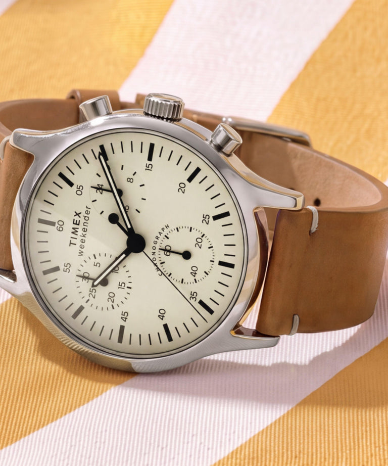 Timex Mens Watch with Cream Dial and Brown Strap TW2Y85000