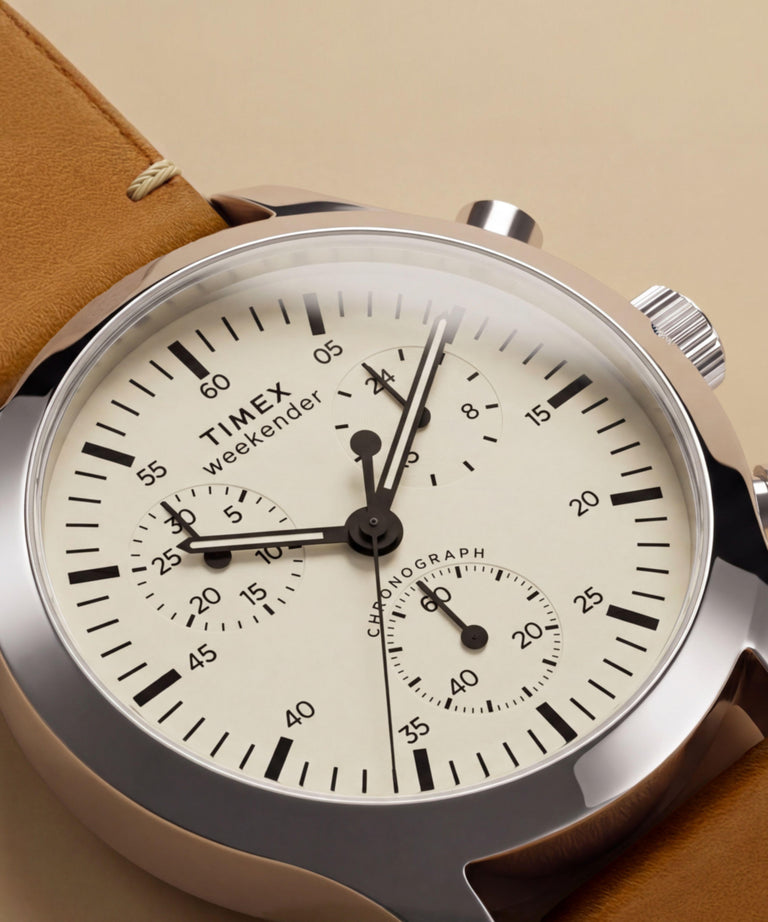 Timex Mens Watch with Cream Dial and Brown Strap TW2Y85000
