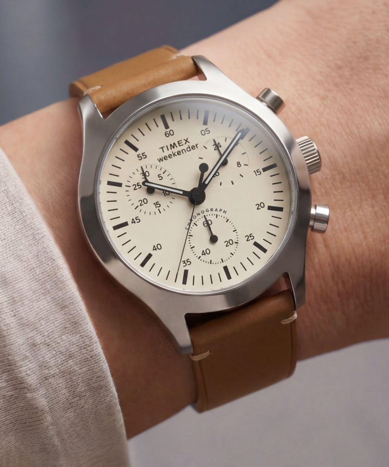 Timex Mens Watch with Cream Dial and Brown Strap TW2Y85000