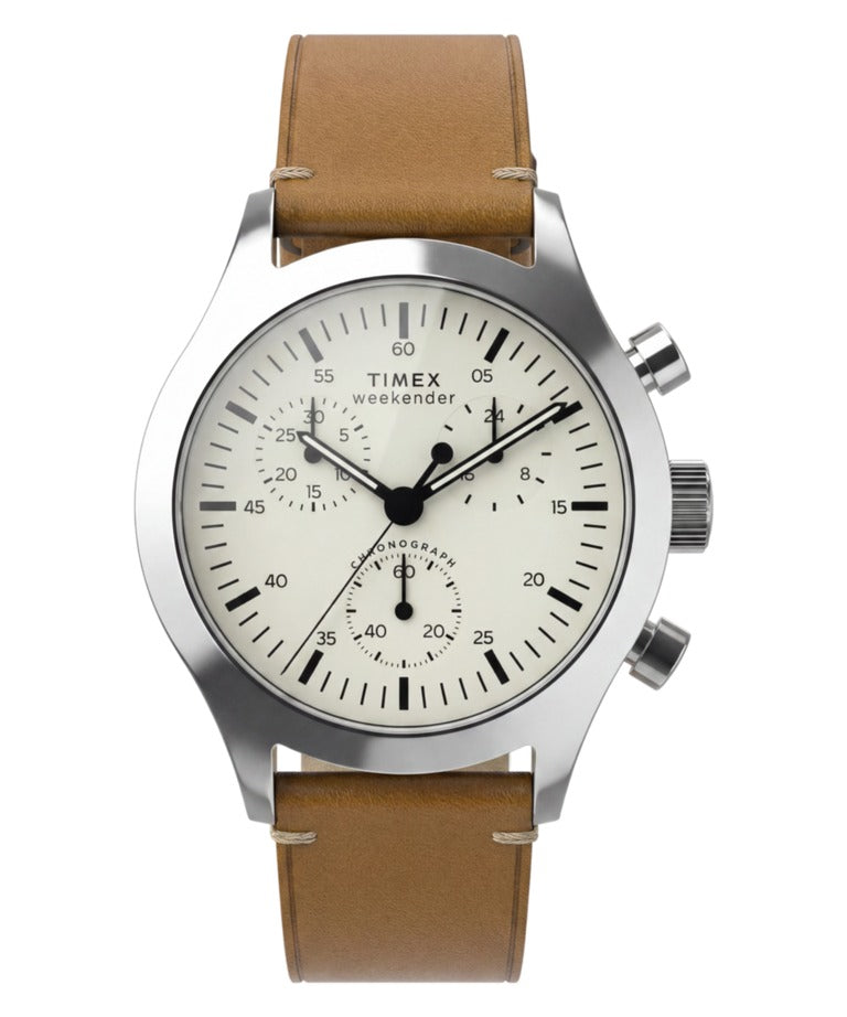 Timex Mens Watch with Cream Dial and Brown Strap TW2Y85000