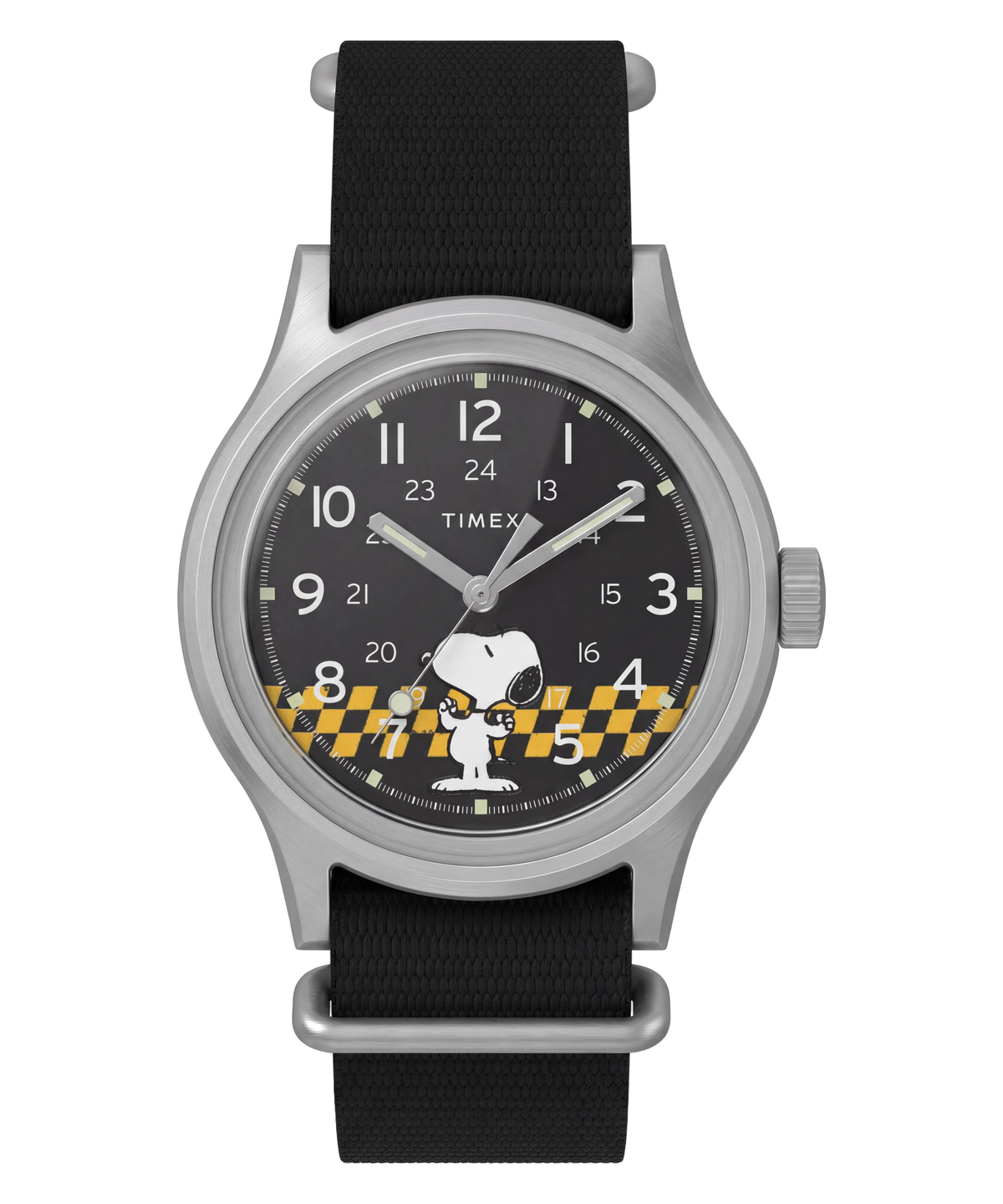 Timex Peanuts Mens Watch with Black Dial and Black Strap TW2Y85400