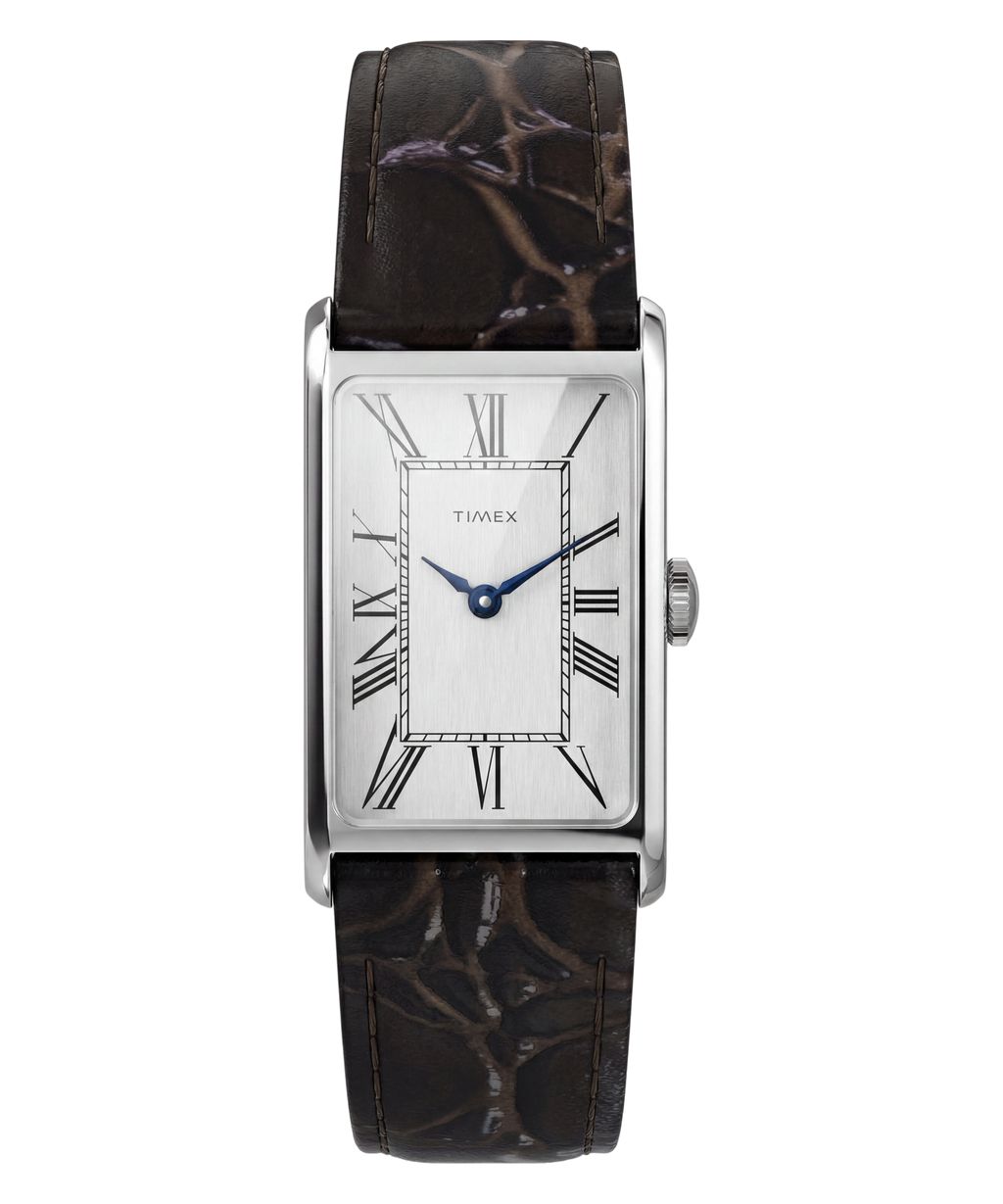 Timex Ladies Watch with Silver Dial and Brown Strap TW2Y88200