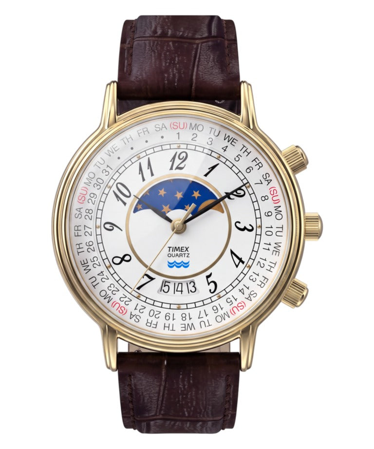 Timex Lab Mens Watch with White Dial and Brown Strap TW2Y99000