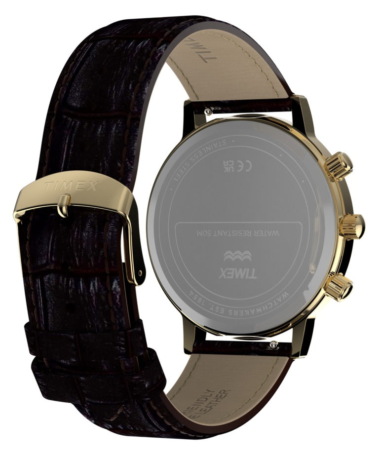 Timex Lab Mens Watch with White Dial and Brown Strap TW2Y99000