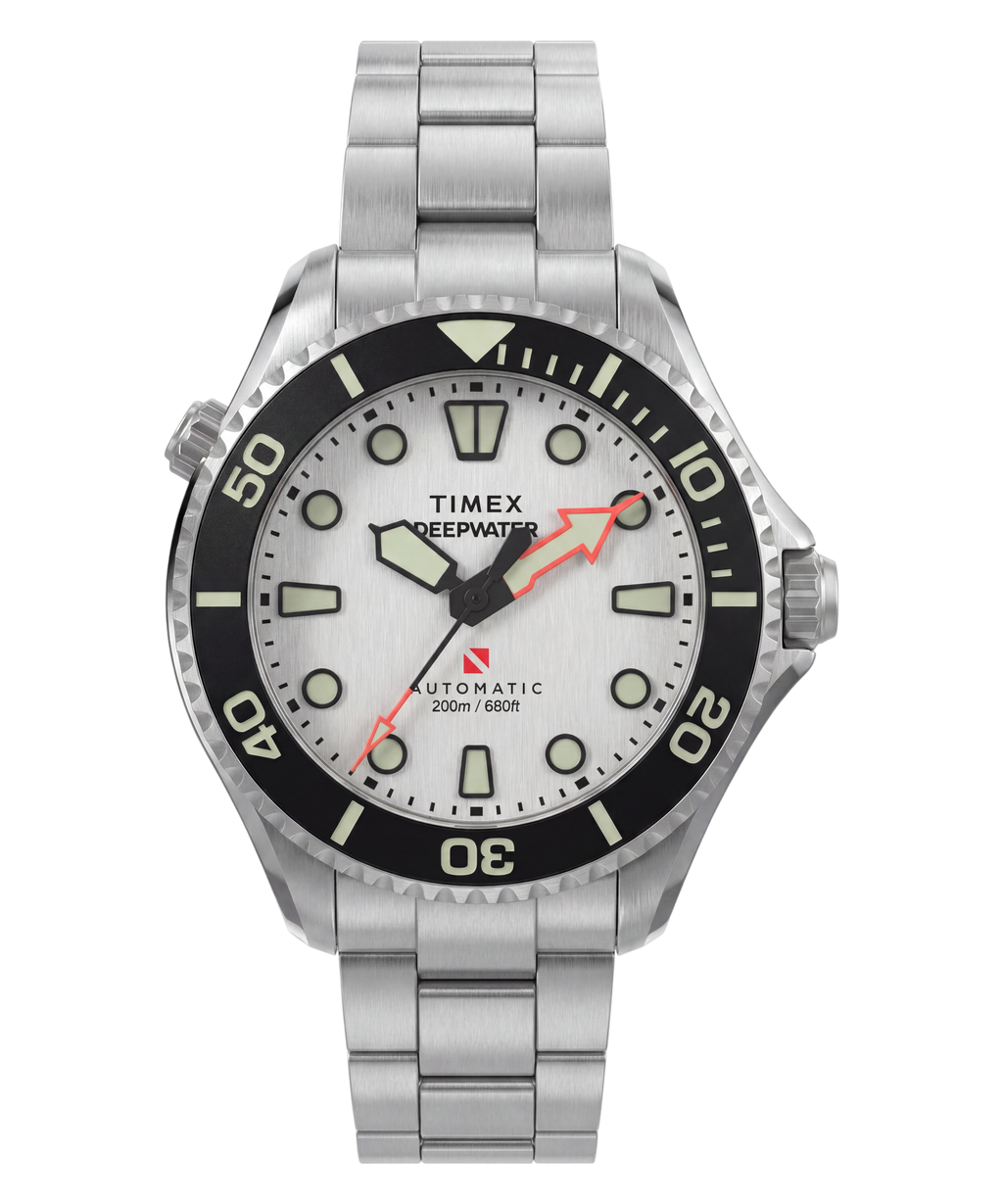 Timex Deepwater Mens Automatic Watch with White Dial and Silver Strap TW3A01600