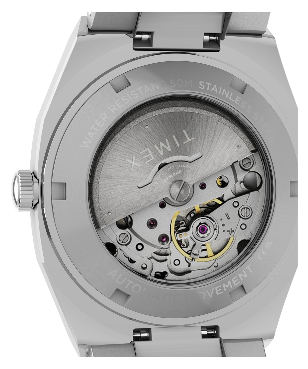Timex E Line Men's Automatic Watch with Silver Dial and Silver Strap TW6A00500