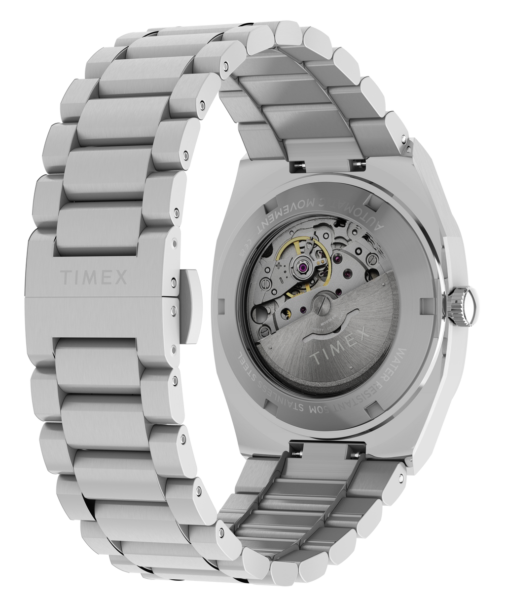 Timex E Line Men's Automatic Watch with Silver Dial and Silver Strap TW6A00500
