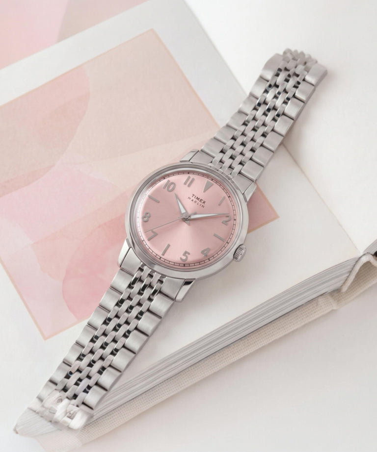 Timex Marlin Ladies Watch with Pink Dial and Silver Strap TW6A03900