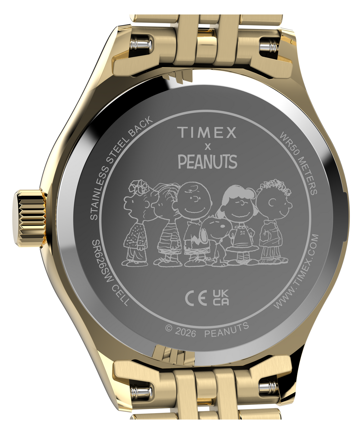 Timex Peanuts Ladies Watch with Champagne Dial and Gold Strap TW6A07400
