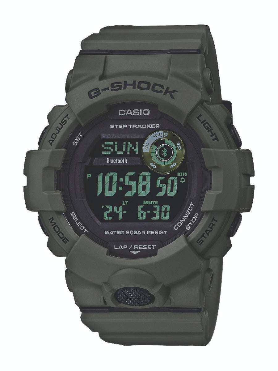Casio G-Shock Gwyliad Digidol i Ddynion gyda Deial Du a Strap Gwyrdd GBD-800UC-3ER