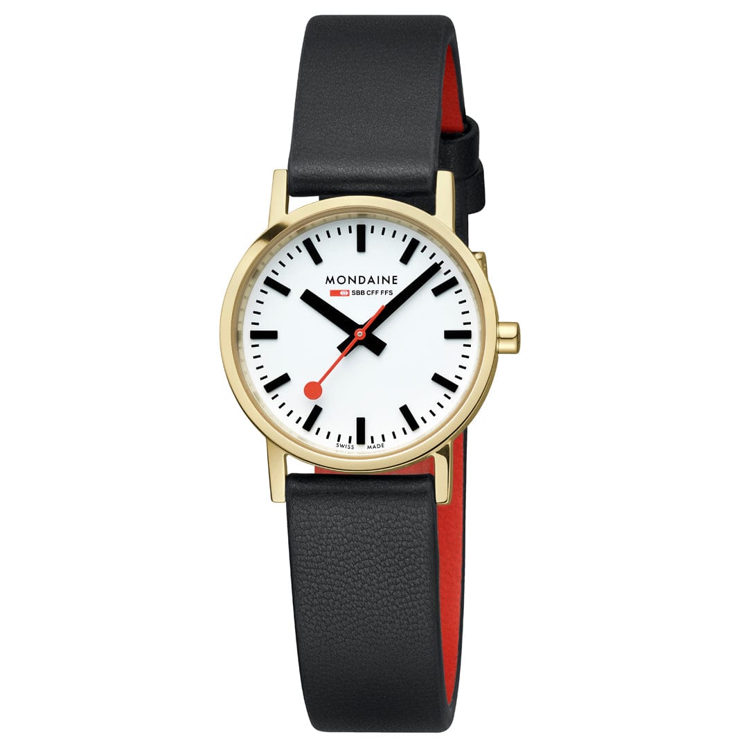 Mondaine Classic Ladies Watch with White Dial and Black Vegan Leather Strap A658.30323.10SBBV