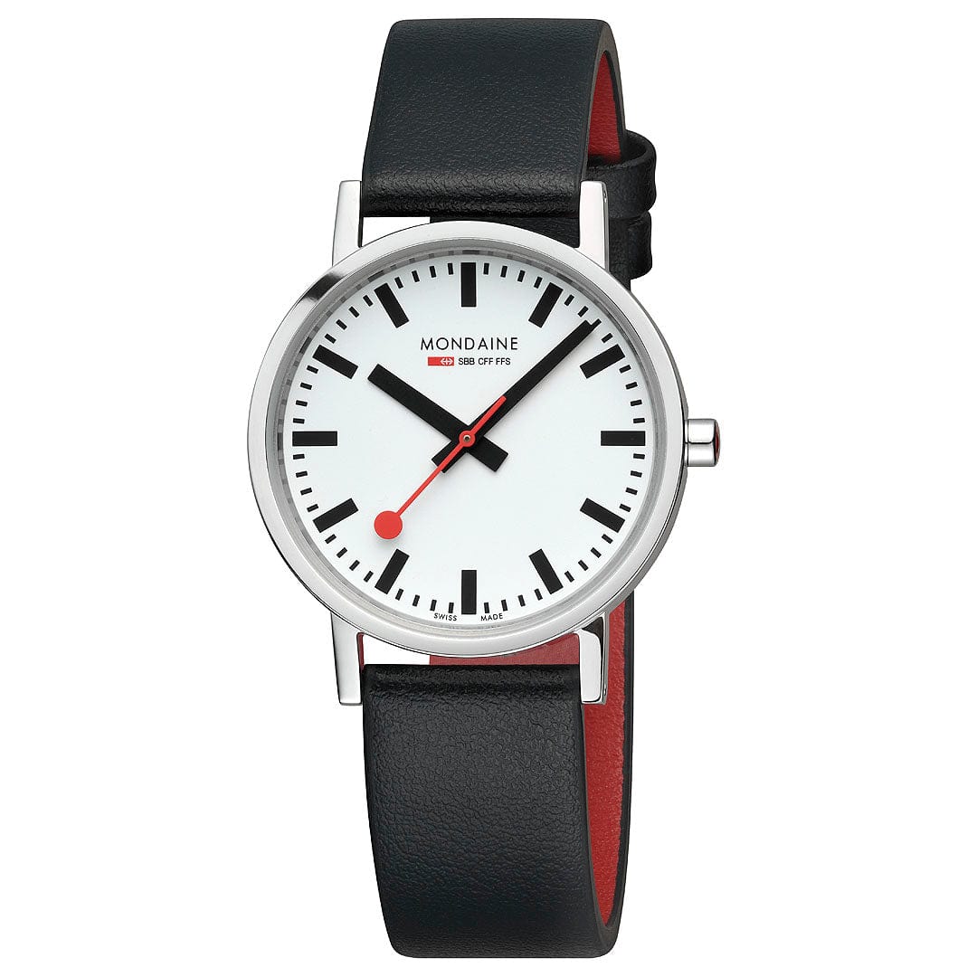 Mondaine Classic Mens Watch with White Dial and Black Strap A660.30314.11SBBV