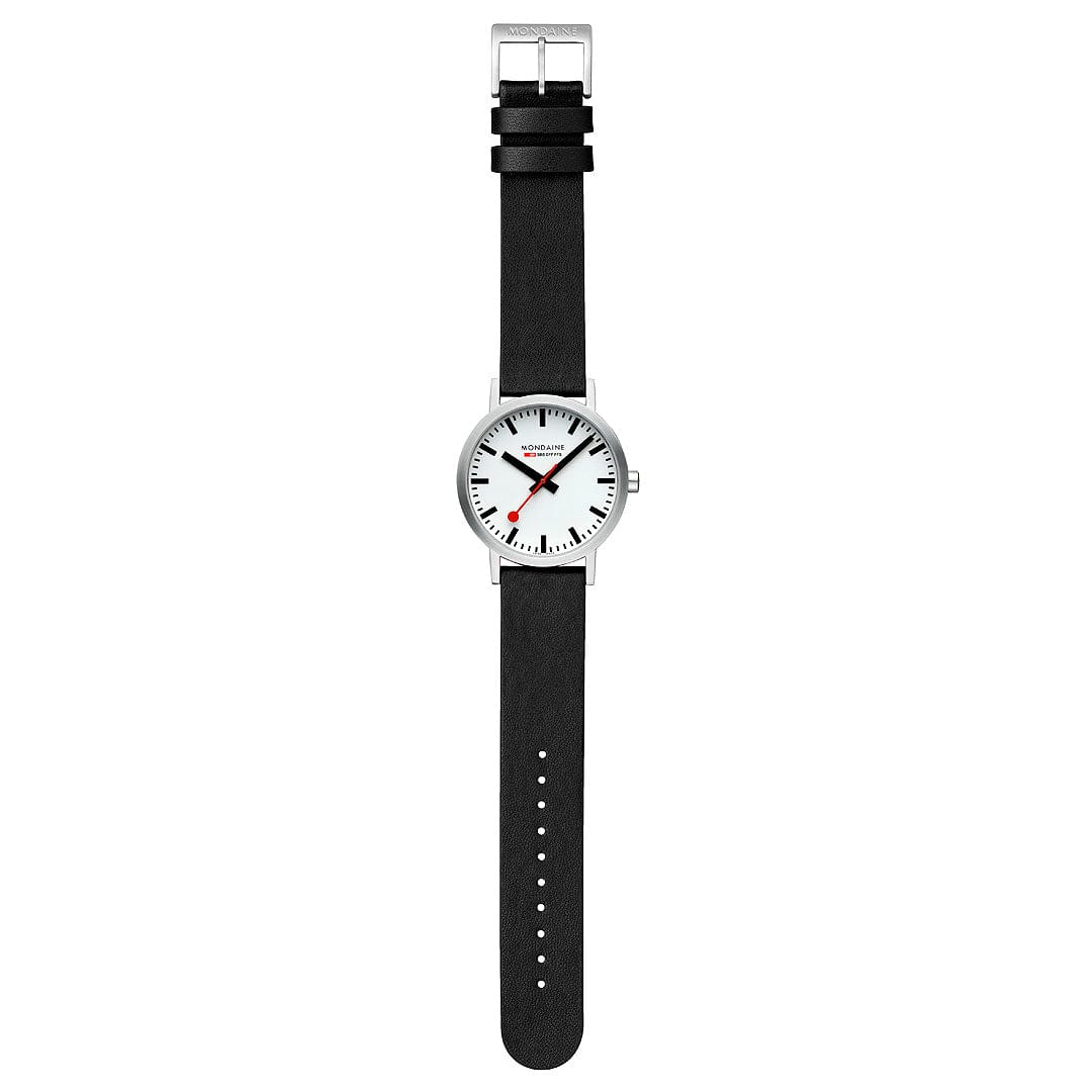 Mondaine Classic Mens Watch with White Dial and Black Vegan Leather Strap A660.30360.16SBBV