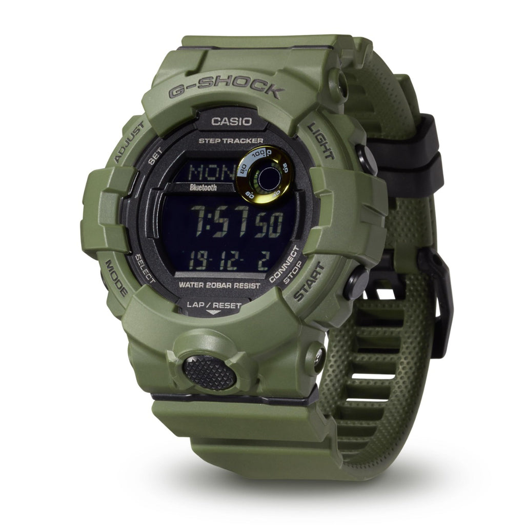 Casio G-Shock Gwyliad Digidol i Ddynion gyda Deial Du a Strap Gwyrdd GBD-800UC-3ER
