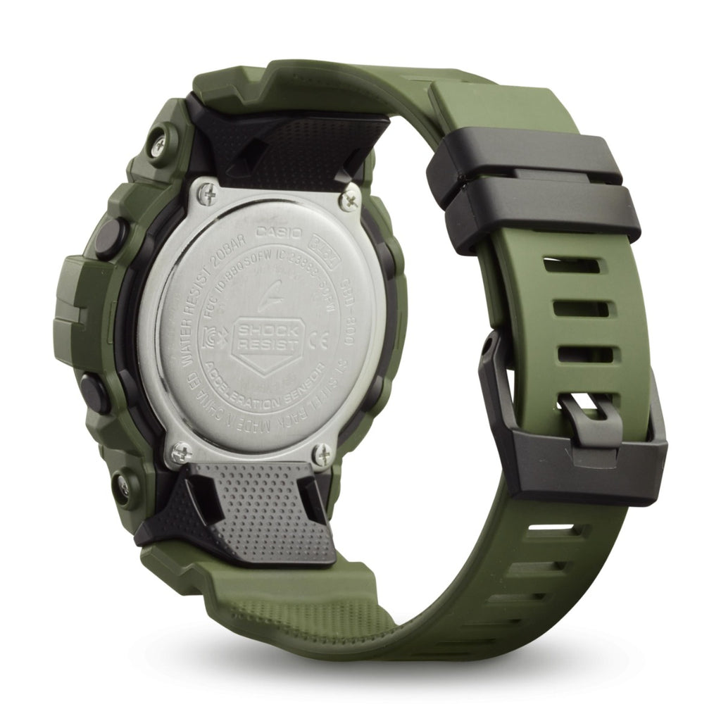 Casio G-Shock Gwyliad Digidol i Ddynion gyda Deial Du a Strap Gwyrdd GBD-800UC-3ER