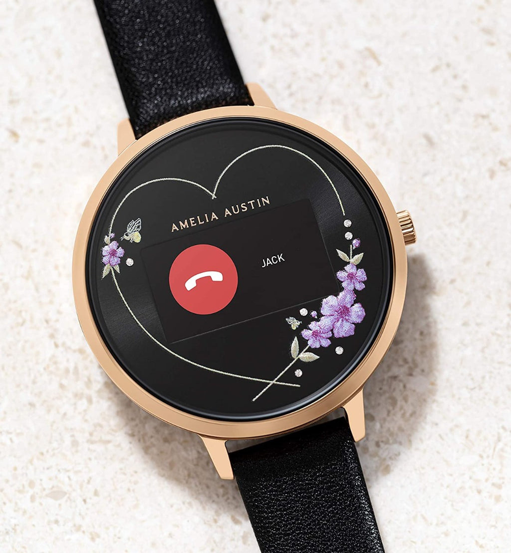 Amelia Austin Camellia Heather Ladies Smart Watch with Black Leather Strap AA03-2008