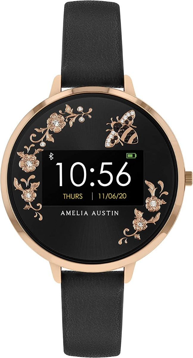 Amelia Austin Bumble Bee Ladies Smart Watch with Black Leather Strap AA03-2012
