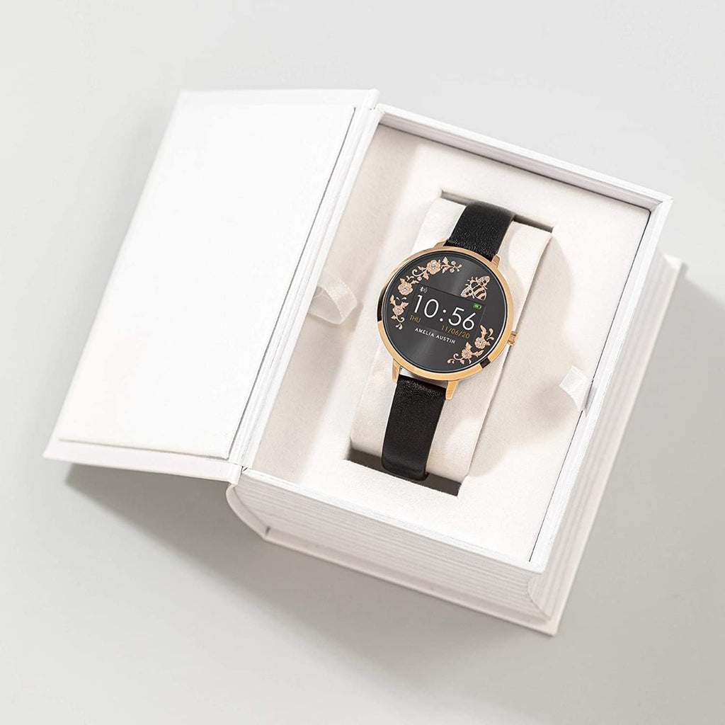 Amelia Austin Bumble Bee Ladies Smart Watch with Black Leather Strap AA03-2012