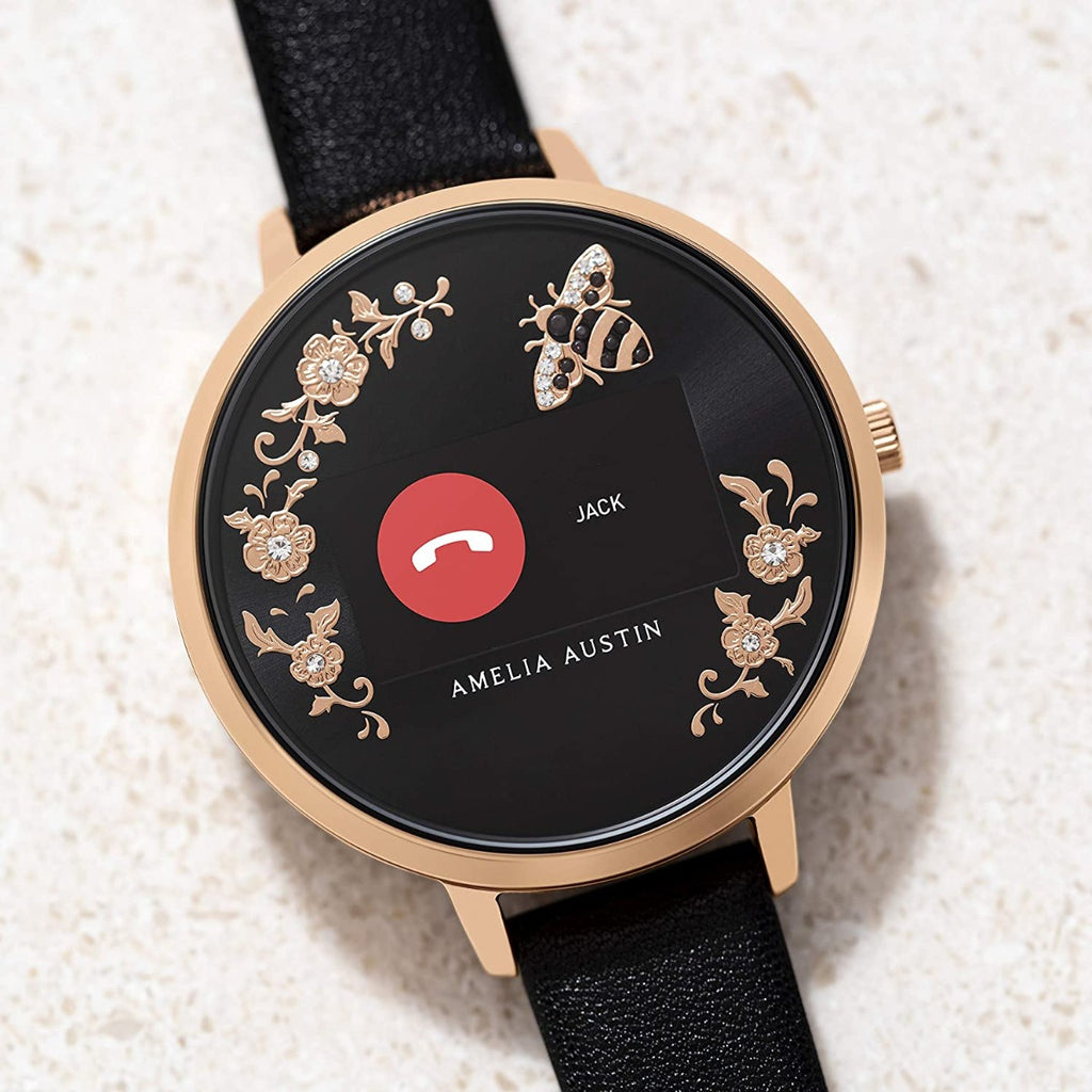 Amelia Austin Bumble Bee Ladies Smart Watch with Black Leather Strap AA03-2012