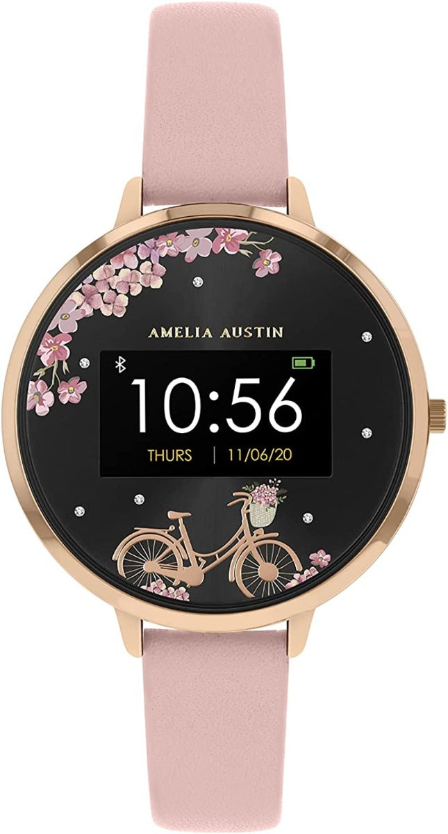Amelia Austin Bicycle Ladies Smart Watch with Pink Leather Strap AA03-2018