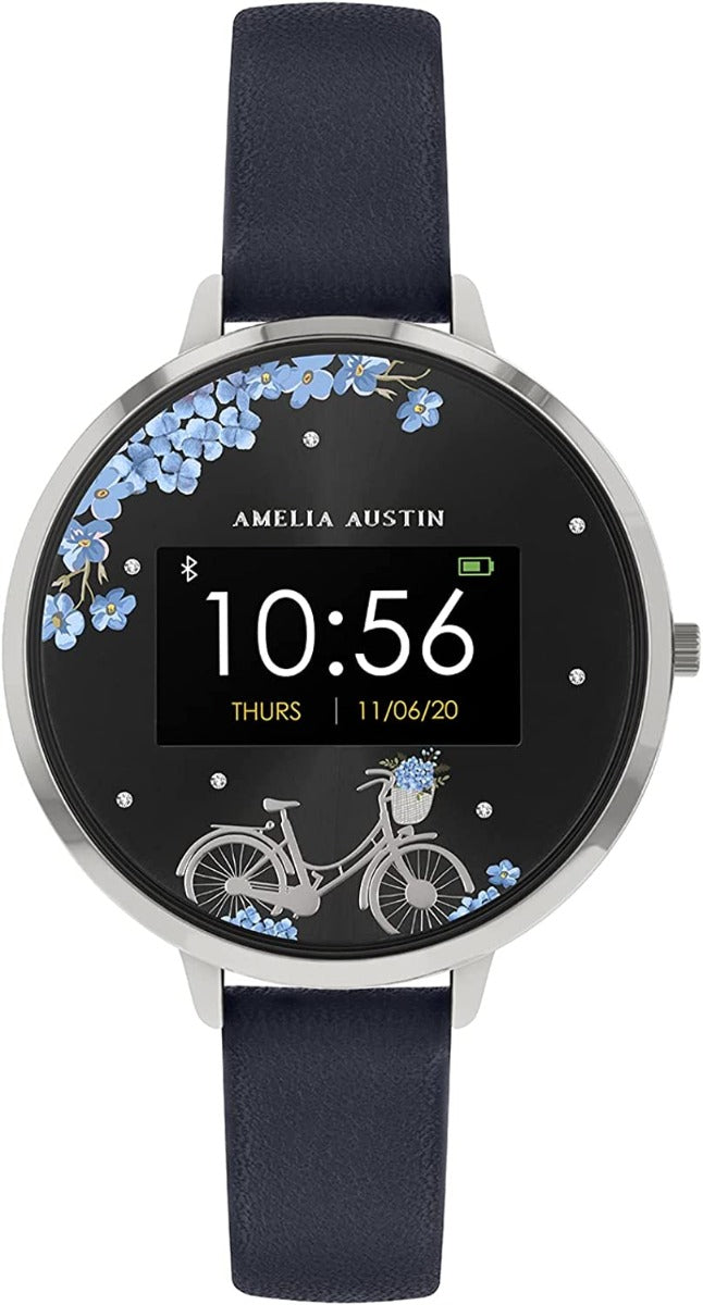 Amelia Austin Ladies Smart Watch with Navy Leather Strap AA03-2020