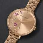 Amelia Austin Floral Ladies Watch with Rose Gold Dial and Rose Gold Bracelet AA4008