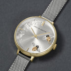 Amelia Austin Bumble Bee Ladies Watch with Silver Milanese Strap and Stone Set Etched Dial AA4009