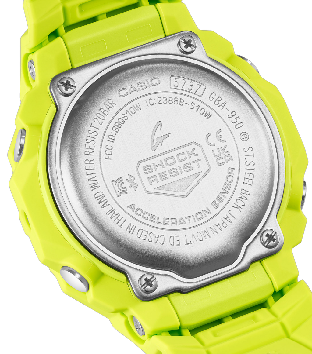 Casio G-Shock Mens Analogue Digital Watch with Black Dial and Yellow Strap GBA-950-9A3ER
