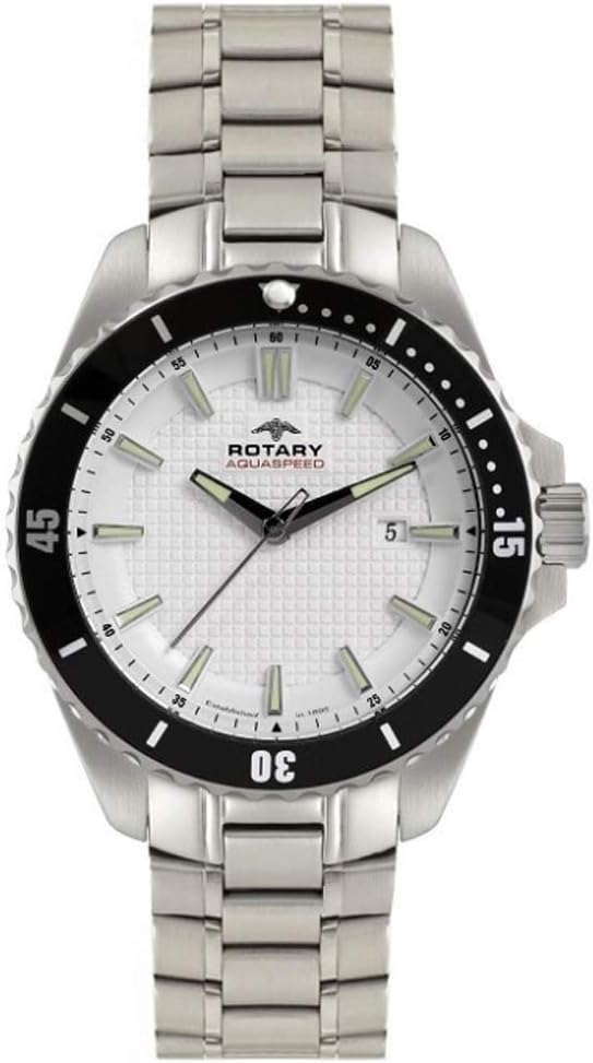 Rotary Mens Watch with White Dial and Silver Bracelet AGB00293/06