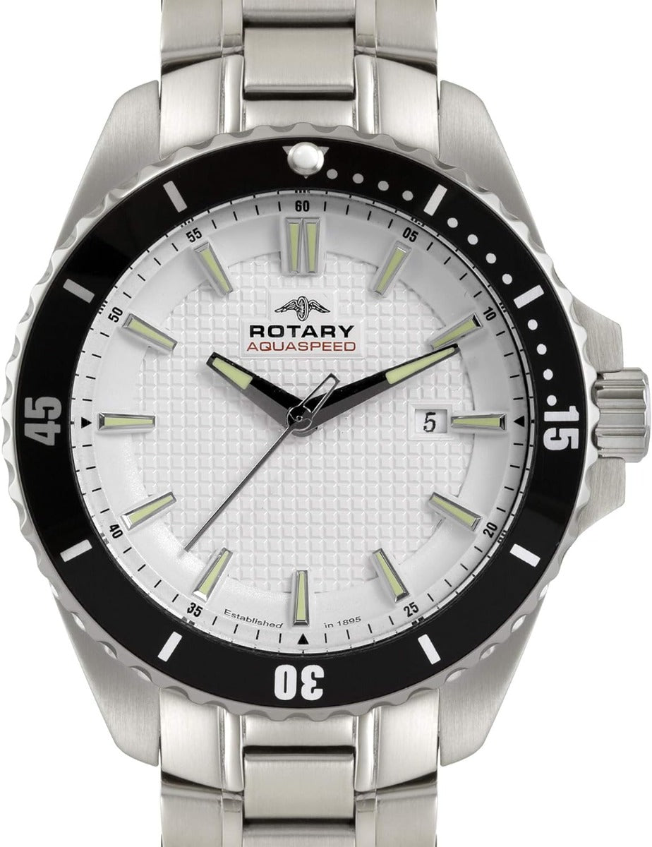 Rotary Mens Watch with White Dial and Silver Bracelet AGB00293/06