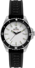 Rotary Mens Watch with White Dial and Black Rubber Strap AGS00293/06