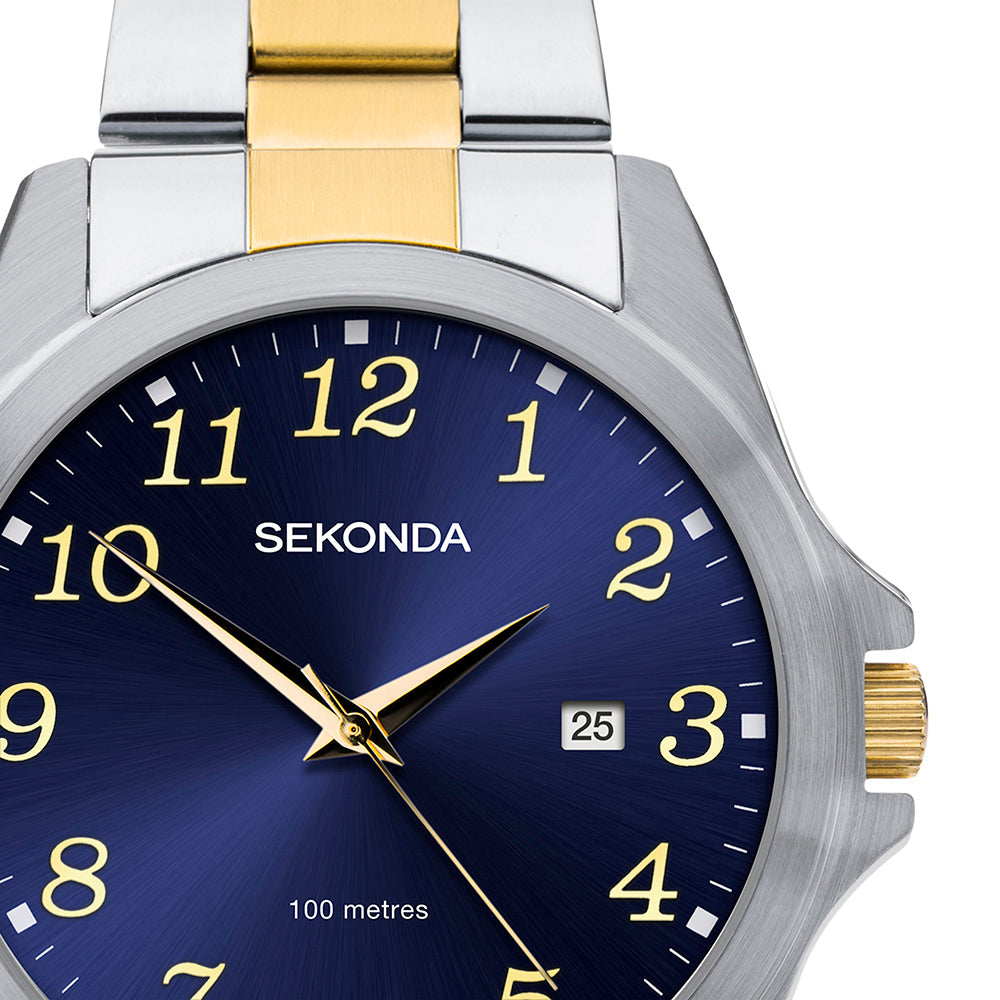 Sekonda Classic Mens Watch with Blue Dial and Stainless Steel Bracelet 1638