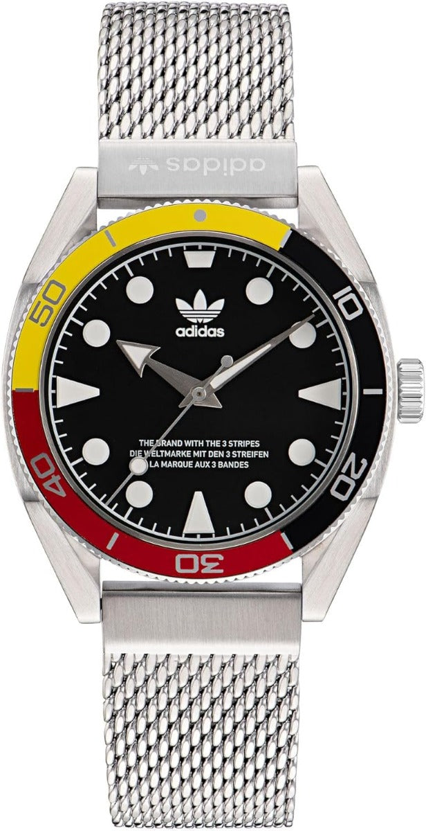 Adidas Edition 2 Mens Watch with Black Dial and Silver Strap AOFH225022