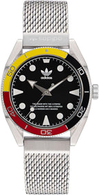 Adidas Edition 2 Mens Watch with Black Dial and Silver Strap AOFH225022