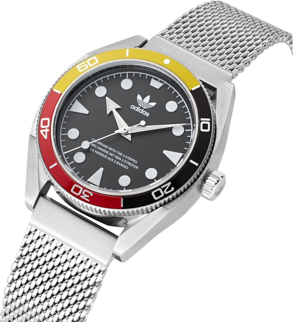 Adidas Edition 2 Mens Watch with Black Dial and Silver Strap AOFH225022