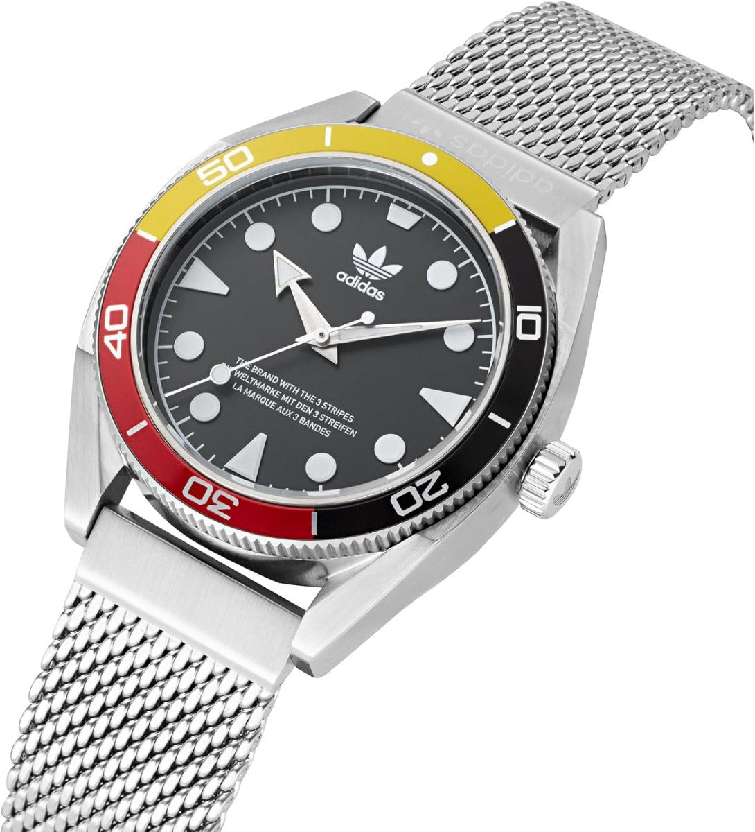 Adidas Edition 2 Mens Watch with Black Dial and Silver Strap AOFH225022