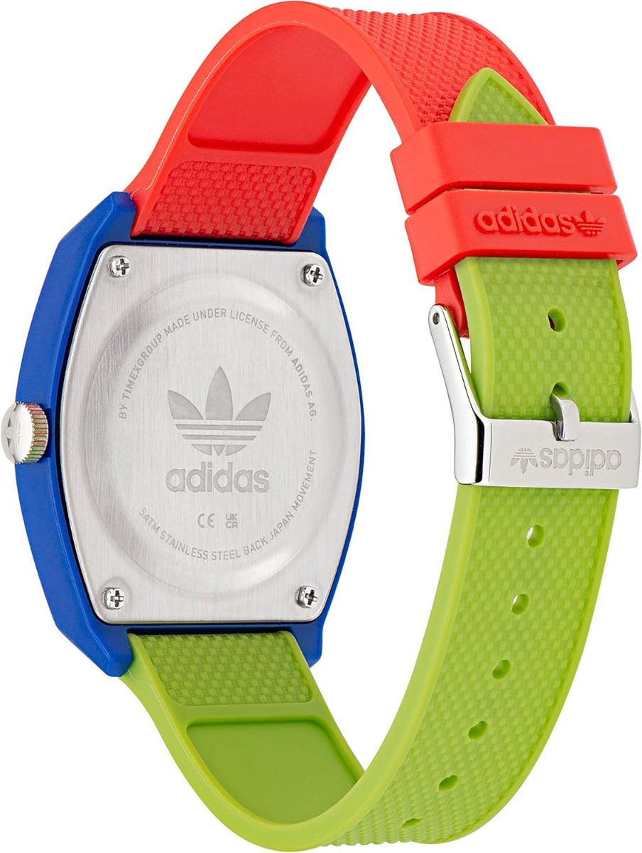 Adidas Mens Watch with Green Dial Green and Red Resin Strap AOST230552I